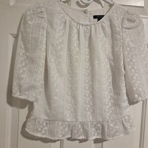 White Embroidered Women Top